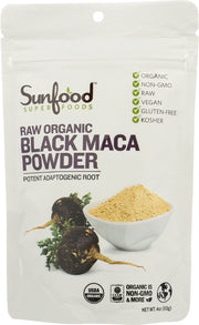 SUNFOOD SUPERFOODS: Maca Black Pwdr Org, 4 oz
