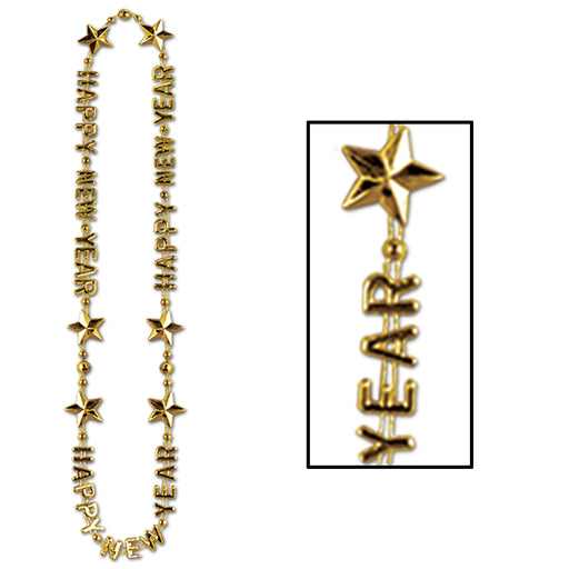 Happy New Year Beads-Of-Expression – 36" – (1/Card) by Beistle for New Years Novelty Beads