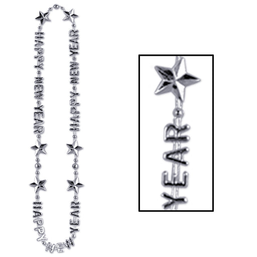 Happy New Year Beads-Of-Expression – 36" – (1/Card) by Beistle for New Years Novelty Beads