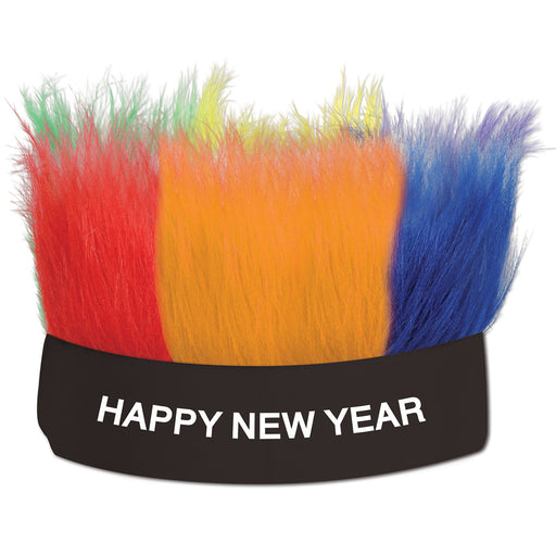 Happy New Year Hairy Headband – (1/Card) by Beistle for New Years Boppers and Headbands