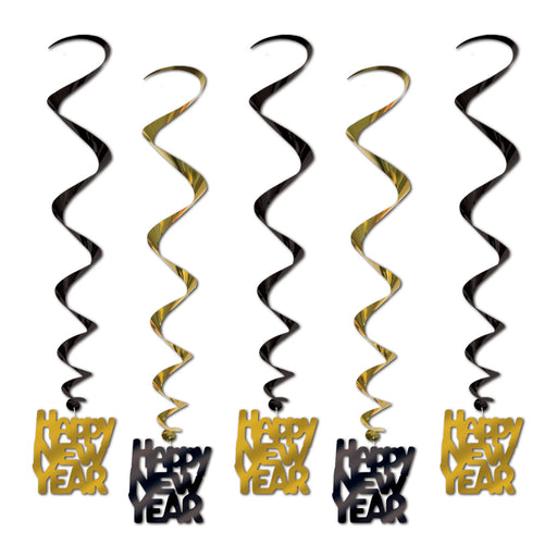 Happy New Year Whirls – 33" – (5/Pkg) by Beistle for New Years Whirls