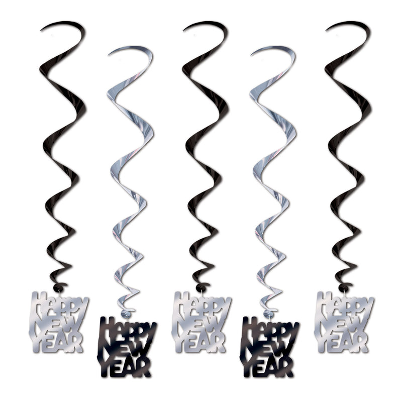 Happy New Year Whirls – 33" – (5/Pkg) by Beistle for New Years Whirls
