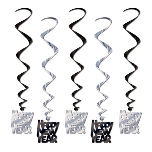 Happy New Year Whirls – 33" – (5/Pkg) by Beistle for New Years Whirls