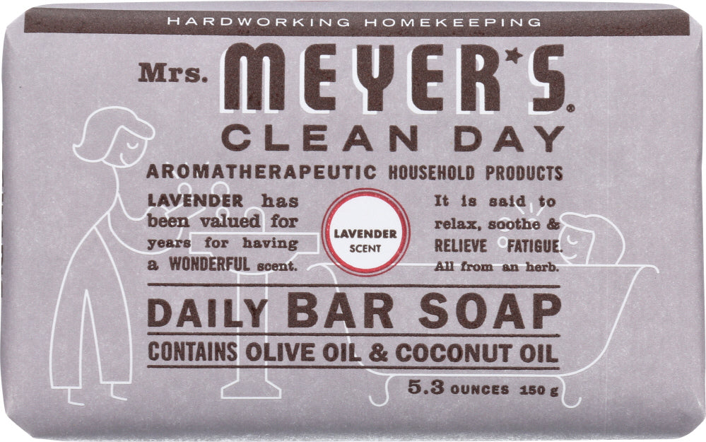 MRS MEYERS CLEAN DAY: Daily Bar Soap Lavender Scent, 5.3 oz