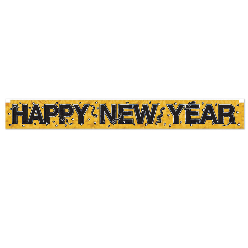 Metallic Happy New Year Fringe Banner – 7½" x 5' – (1/Pkg) by Beistle for New Years Metallic Banners