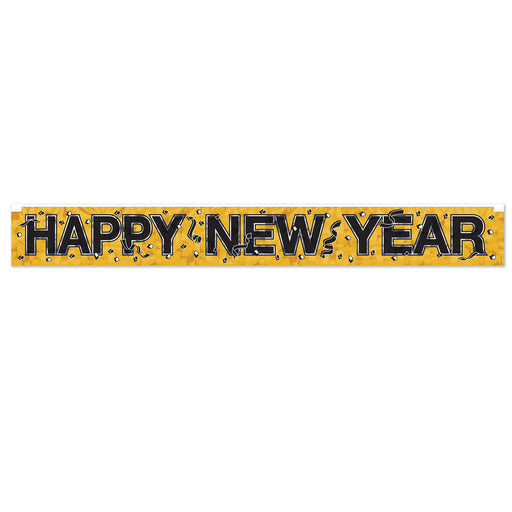 Metallic Happy New Year Fringe Banner – 7½" x 5' – (1/Pkg) by Beistle for New Years Metallic Banners