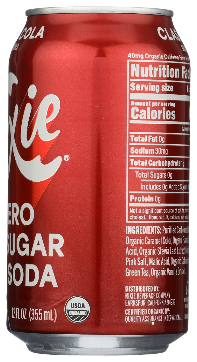 NIXIE: Organic Zero Sugar Soda Classic Cola, 12 fo