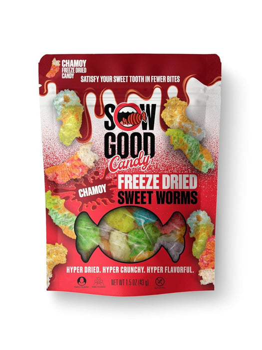 SOW GOOD: Chamoy Sweet Worms Freeze Dried Candy, 1.5 oz
