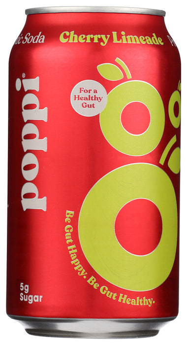 POPPI: Cherry Limeade Probiotic Soda, 12 fo