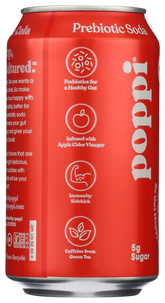 POPPI: Classic Cola Prebiotic Soda, 12 fo
