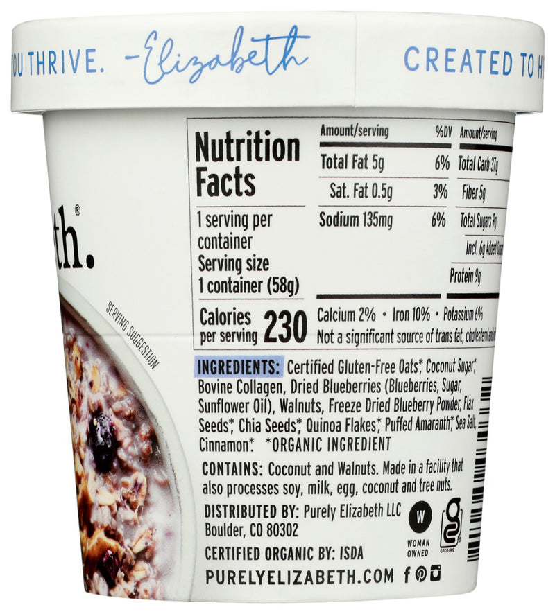 PURELY ELIZABETH: Blueberry Walnut Collagen Protein Oats Cup, 2 oz