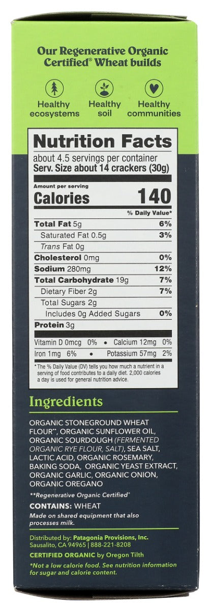 PATAGONIA PROVISIONS: Organic Rosemary Garlic Cracker, 4.4 oz