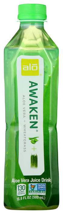 ALO: Awaken Wheatgrass Real Aloe Vera Drink, 16.9 oz