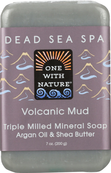 ONE WITH NATURE: Volcanic Mud Triple Milled Mineral Bar Soap Argan Oil & Shea Butter, 7 oz