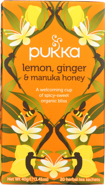 PUKKA HERBS: Lemon Ginger and Manuka Honey Herbal Tea, 20 bg