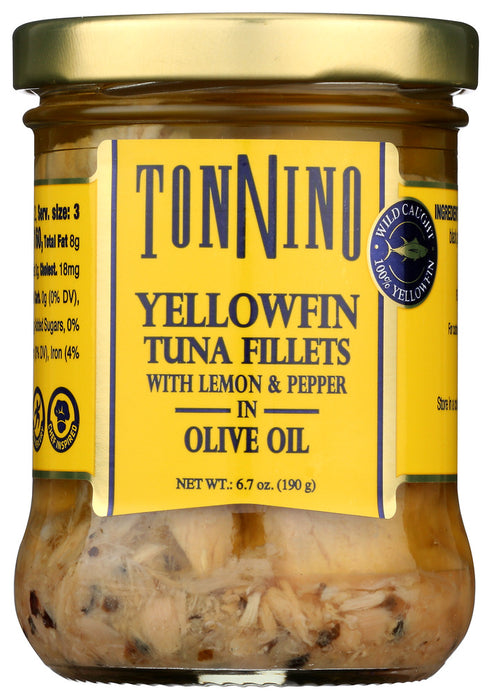 TONNINO: Tuna Fillets with Lemon & Peppers in Olive Oil, 6.7 oz