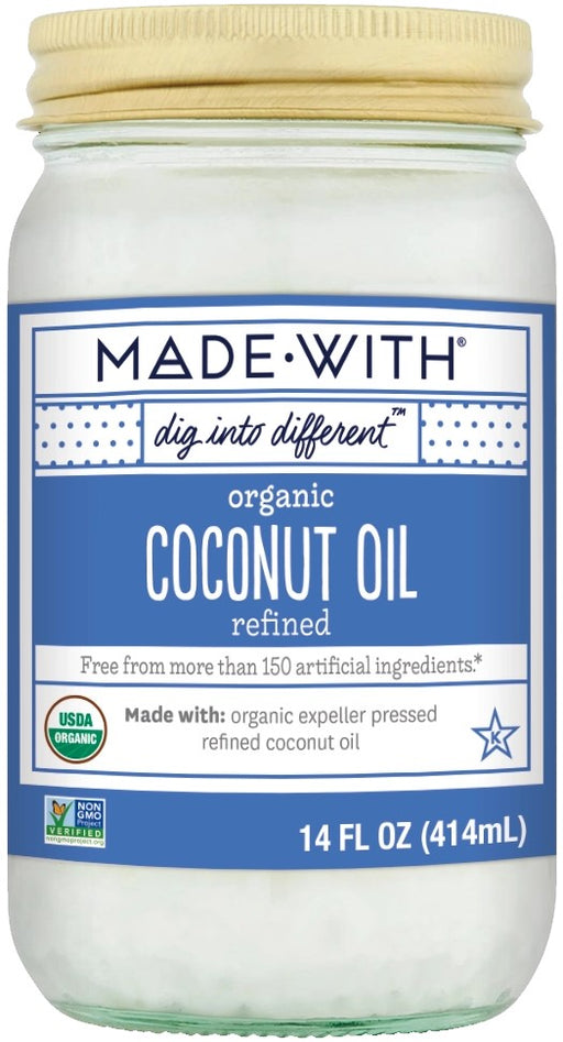 Starting with organically grown coconuts, MadeWith&trade; refined coconut oil is expeller pressed and gently refined. If you're looking for a versatile pantry staple with 0g trans fat and 0g cholesterol, meet your coconut oil match. Refined coconut oil's neutral flavor and high smoke point make it a great go-to for stir-frying, saut&eacute;ing, baking, and all your cooking needs. It's also great for hair and skincare &ndash; talk about double duty!