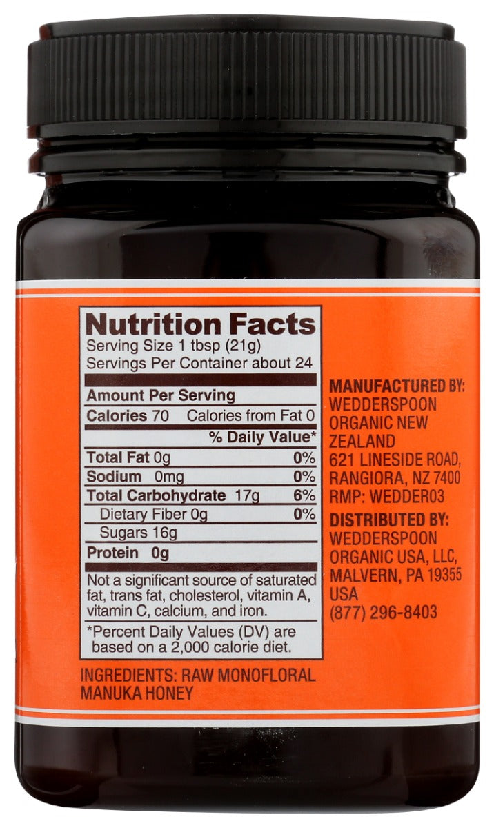 WEDDERSPOON: Raw Monofloral Manuka Honey, 17.6 oz