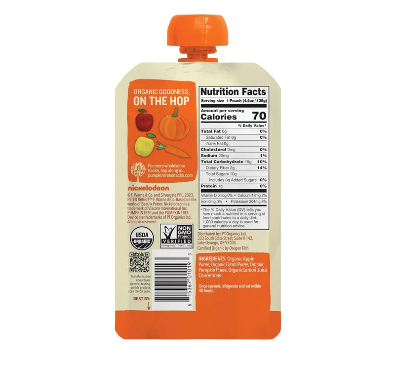 PETER RABBIT: Apple, Carrot & Pumpkin Pouch, 4.4 oz