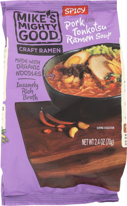 A spicy take on the ramen bar classic: Spicy Pork Tonkotsu Craft Ramen. Let the decadent broth in this flavor melt in your mouth and enjoy its perfect amount of spice. Enjoy it on its own or add your favorite toppings for an at-home ramen bar experience. 