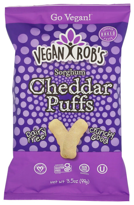 Vegan Rob's® Dairy Free Cheddar Puffs are the absolute bomb! They are so creamy, crunchy and delicious! Extra yum!! Made from the finest plant-based ingredients to satisfy your heart and your belly.
Eating this plant-based snacks is better for everyone and supports your compassion for all life. At Vegan Rob's® are always dedicated to creating and producing the finest plant-based, dairy-free snacks. Join and send a case to a friend, it's easy! 