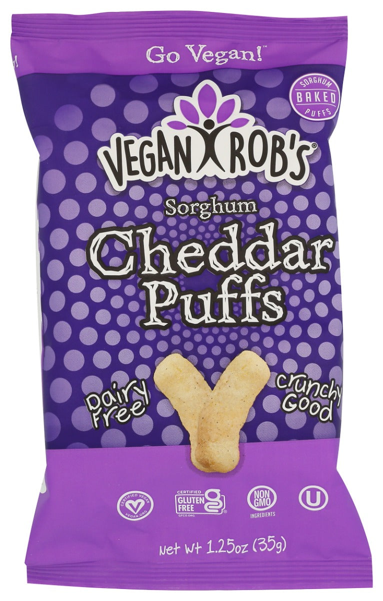 VEGANROBS: Cheddar Puffs Dairy Free, 1.25 oz — No Brand For Less