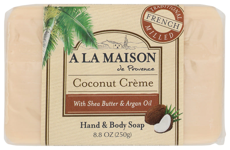 A la maison products are all high-quality, smooth French triple milled soaps, professionnaly prepared with the finest ingredients, like Argan Oil or Shea Butter.
PRODUCT FEATURES

Real Soap not a Detergent
100% Vegetable Based
Natural Colors
Made with Shea Butter &amp; Argan Oils
Less Acidic than Castille Soap
No SLS, Phthalates or Parabens
Long Lasting &amp; Lathering
Cruelty Free, Biodegradable