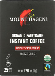 MOUNT HAGEN: Organic Instant Regular Coffee Single Serve Sticks, 1.76 oz
