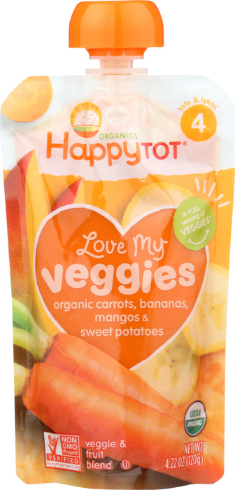 HAPPY TOT: Veggies Carrot Banana Mango Sweet Potato Organic, 4.22 oz