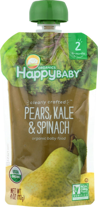 HAPPY BABY: Stage 2 Pear Kale Spinach Organic, 4 oz