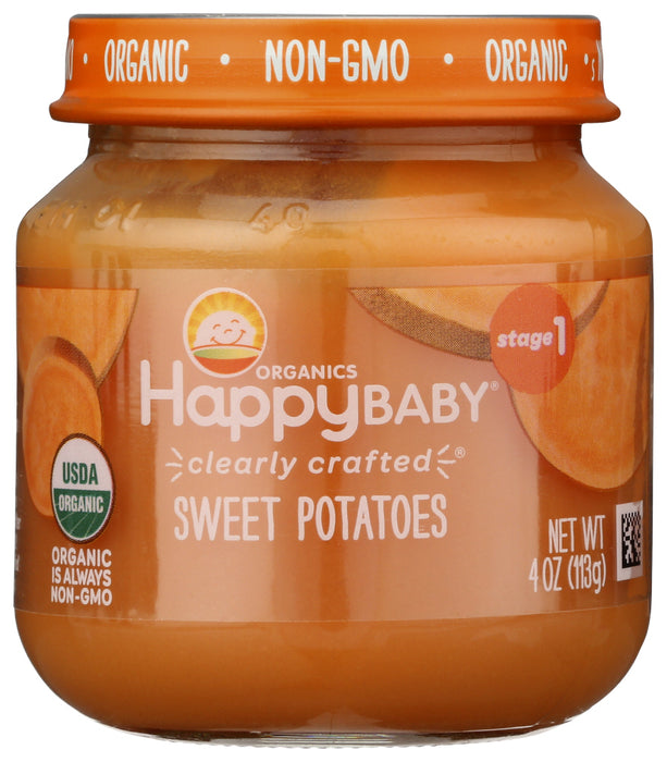 HAPPY BABY: Stage 1 Sweet Potatoes Baby Food in Jar, 4 oz