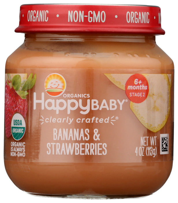 HAPPY BABY: Stage 2 Bananas and Strawberries, 4 oz