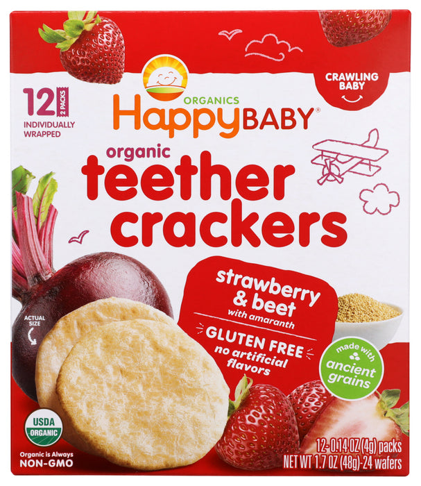 HAPPY BABY: Cracker Teethr Strw Beet, 1.7 oz