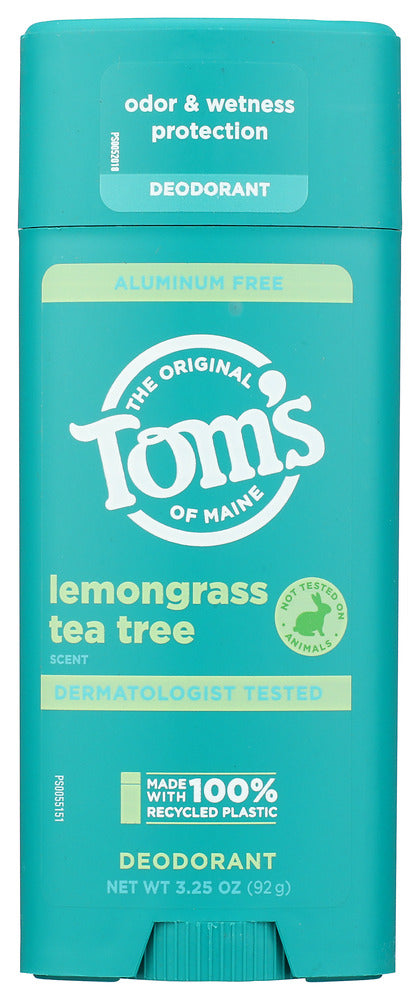 TOMS OF MAINE: Lemongrass Tea Tree Deodorant Stick, 3.25 oz