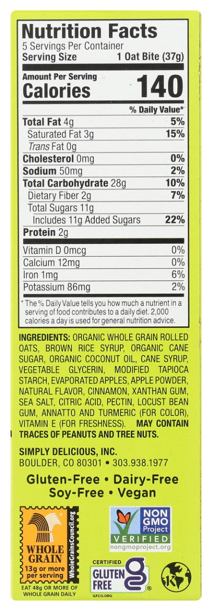 BOBOS OAT BARS: Apple Pie Stuffed Oat Bites 5 Bars, 6.5 oz