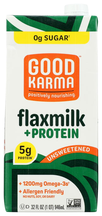 Good Karma Classic Unsweetened Flax Milk is a clean, allergen-friendly milk with no sugar added and only 25 calories per serving. It's friendly for your digestion and fits into nearly any diet, including keto. Its creamy texture tastes great chilled, warm, and on its own.