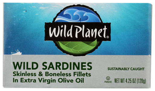 WILD PLANET: Sardines Boneless Skinless in Extra Virgin Olive Oil, 4.25 oz
