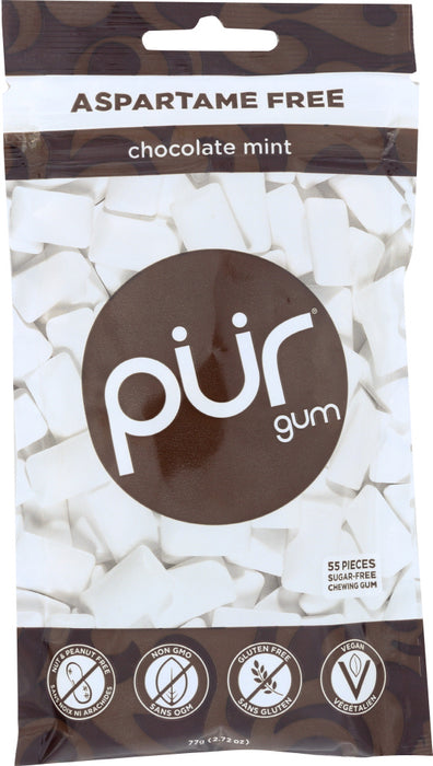 PURE MINTS GUM: Gum Chocolate Mint Bag, 77 gm