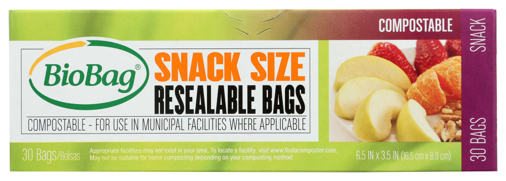 BIOBAG: Snack Size Resealable Bags, 30 bg