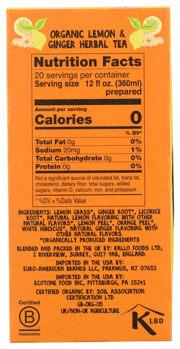 CLIPPER: Organic Lemon and Ginger Tea, 1.76 oz