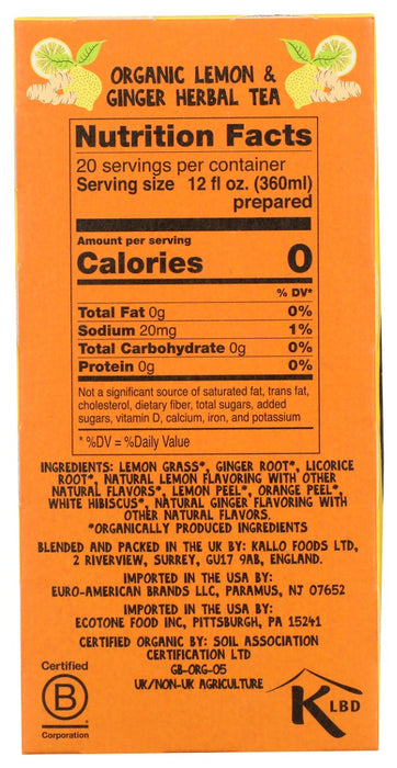CLIPPER: Organic Lemon and Ginger Tea, 1.76 oz