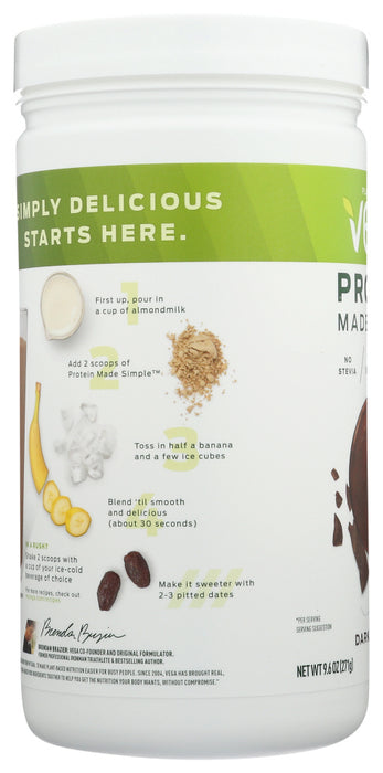 VEGA: Protein Made Simple Plant Based Protein Powder Dark Chocolate, 9.6 oz