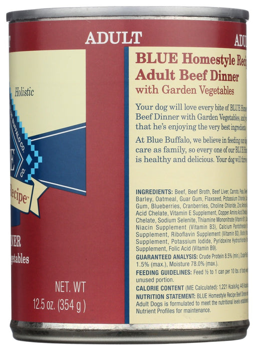 BLUE BUFFALO: Homestyle Recipe Adult Dog Food Beef Dinner with Garden Vegetables, 12.5 oz