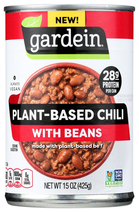 GARDEIN: Chili Plant Based With Beans, 15 oz