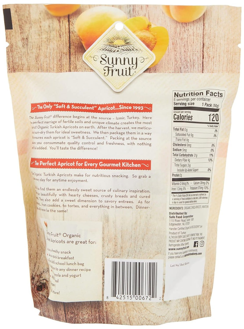 SUNNY FRUIT: Organic Dried Apricot, 8.8 oz