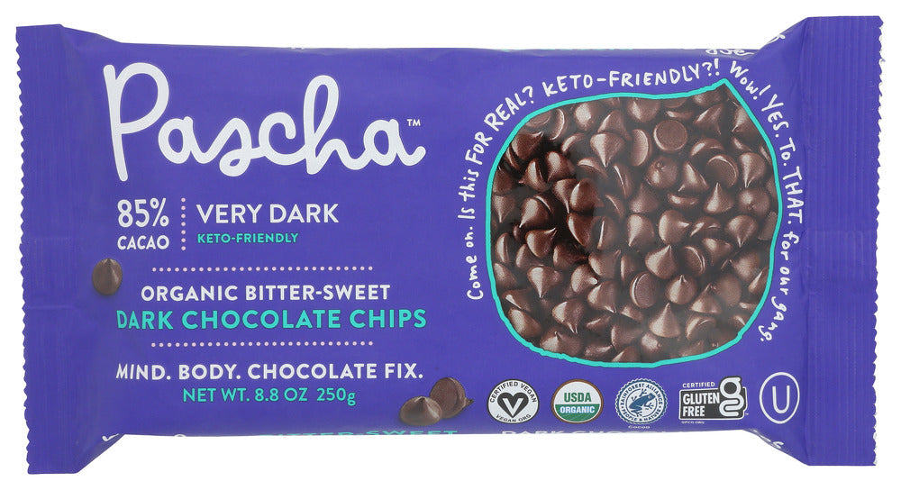 PASCHA: Organic Bitter-Sweet Dark Chocolate Chips, 8.75 oz