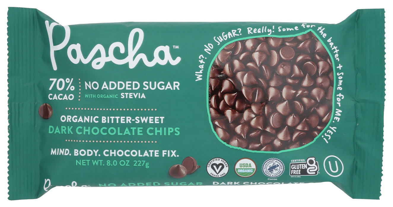 PASCHA: Organic Vegan Bitter-Sweet Dark Chocolate Chips, 8 oz