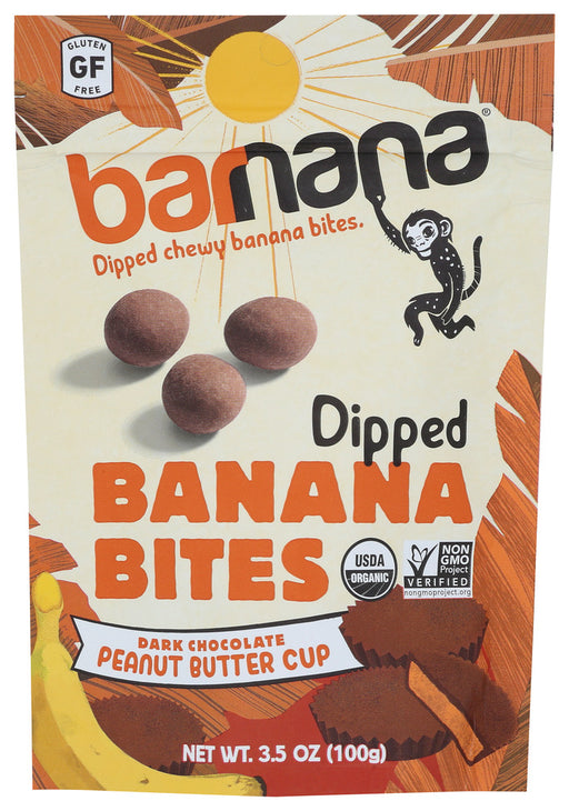 BARNANA: DIpped Banana Bites Dark Chocolate Peanut Butter Cup , 3.5 oz