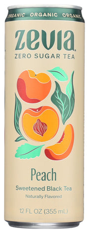 ZEVIA: Organic Black Tea Peach, 12 fo