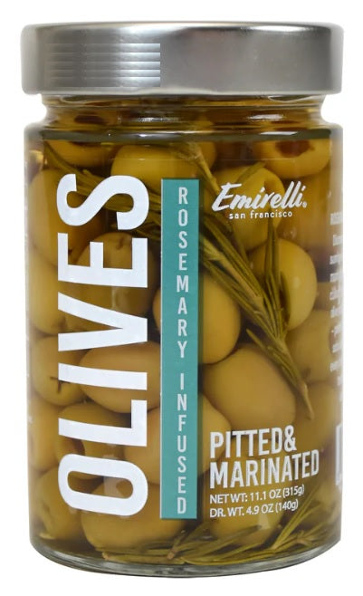 EMIRELLI: Rosemary Infused Pitted and Stuffed Green Olives, 11.1 oz